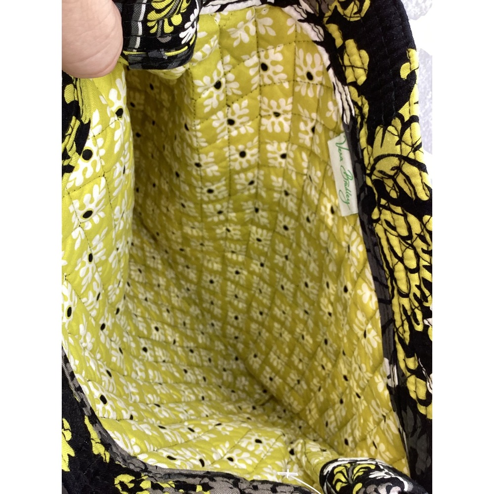 Vera Bradley Holiday Tote Baroque Quilted Floral Shoulder Bag Black Lime Green - Picture 6 of 6
